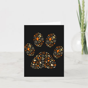 Funny Ghosts Pumpkins Spider Webs Dog Paw Happy Card