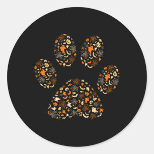 Funny Ghosts Pumpkins Spider Webs Dog Paw Happy Classic Round Sticker