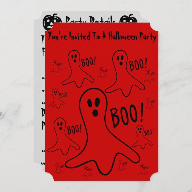 funny ghosts shouting boo! halloween party invitation (Front/Back)