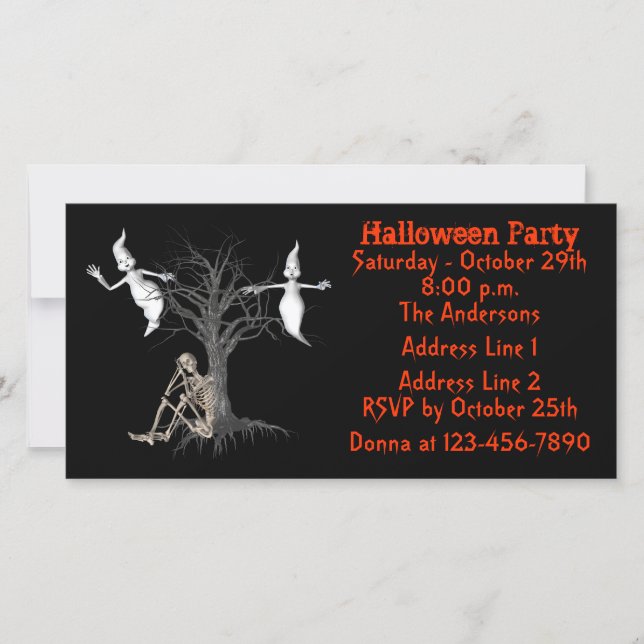 Funny Ghosts Skeleton Halloween Invite (Front)