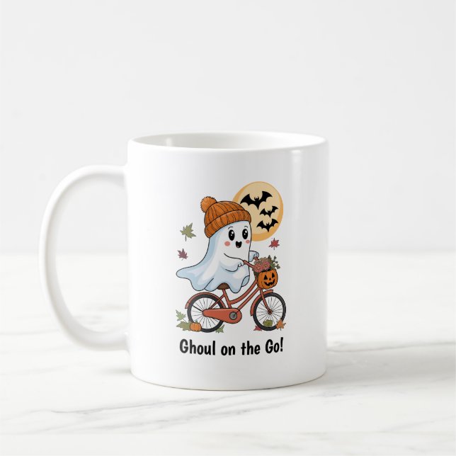 Funny Ghoul on the Go Custom Coffee Mug (Left)