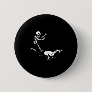 Funny Ghound Running Skeleton Halloween  2 Inch Round Button