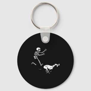Funny Ghound Running Skeleton Halloween  Keychain
