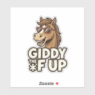 Funny Giddy The F Up Vintage Horse Shirt Design