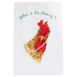 Funny Gift Bag with Surprised Rooster Customizable