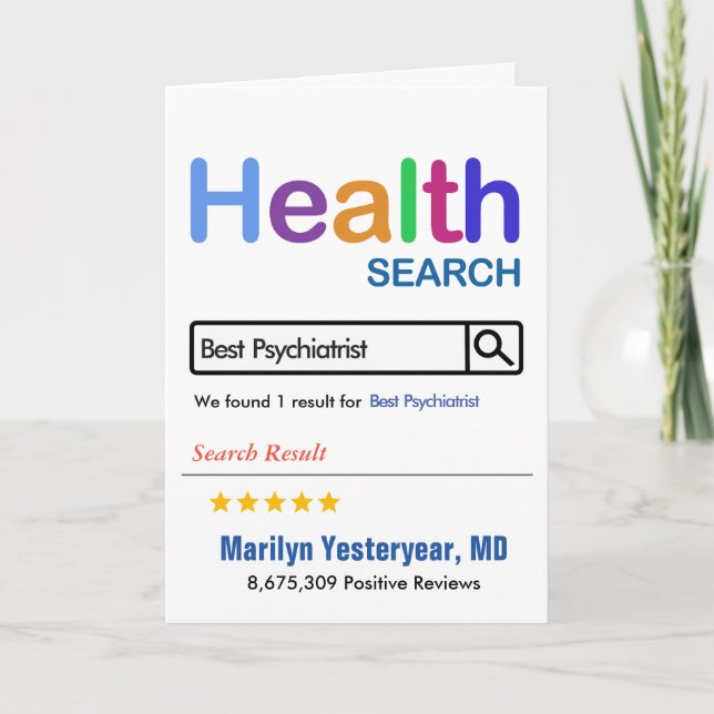 Funny Gift Best Psychiatrist Thank You Card (Front)