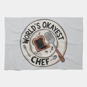 Funny Gift for Cooks: World's Okayest Chef Design Kitchen Towel