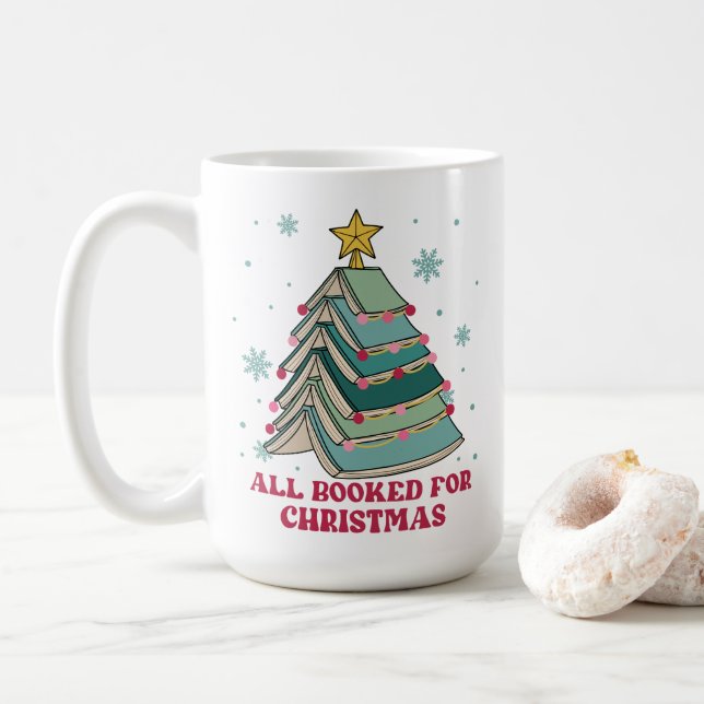 Funny Gift for Librarian, All Booked For Christmas Coffee Mug (With Donut)