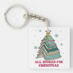 Funny Gift for Librarian, All Booked For Christmas Keychain