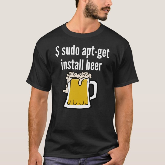 Funny Gift - Linux Install Beer T-Shirt (Front)