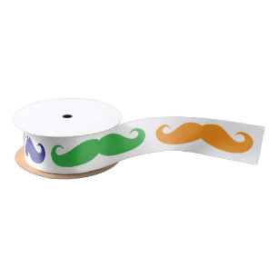 Funny gift ribbon with colorful mustache design satin ribbon