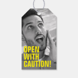 Funny Gift tag with Black and White Face Photo