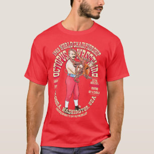 Funny Gift The Dollop Octopus Wrestling Retro Wave T-Shirt