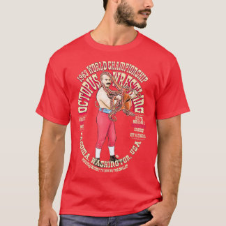 Funny Gift The Dollop Octopus Wrestling Retro Wave T-Shirt