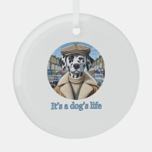funny gifts for dog lovers Classic T-Shirt Glass Ornament