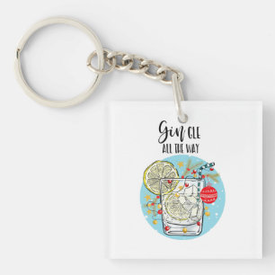 funny Gin christmas card jingle all the way Keychain