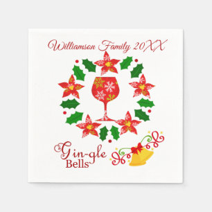 Funny Gin-gle Bells Christmas Napkin