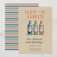 Funny Gin n Grin Bottle Humourous Men 30th Birthda
