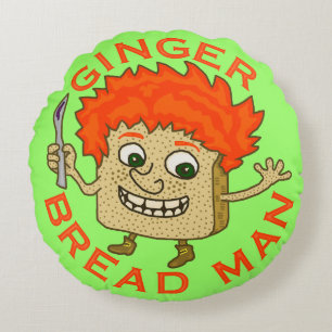 Funny Ginger Bread Man Christmas Pun Round Pillow