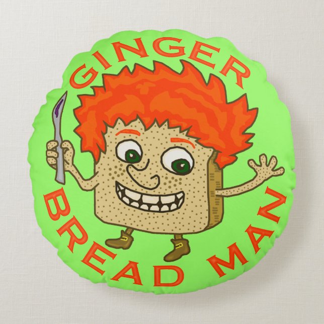 Funny Ginger Bread Man Christmas Pun Round Pillow (Front)