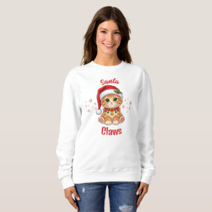 Funny Ginger Cat Christmas Santa Hat Pun Sweatshirt