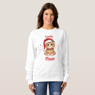 Funny Ginger Cat Christmas Santa Hat Pun Sweatshirt