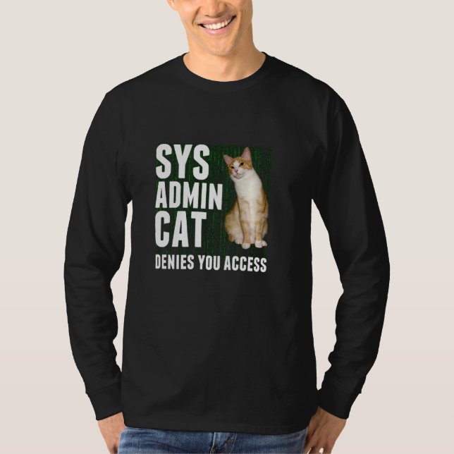 Funny Ginger Cat Computer Laptop Sysadmin Kitty Me T-Shirt (Front)