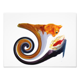 Funny Ginger Cat Goldfish Abstract Musical Art Photo Print