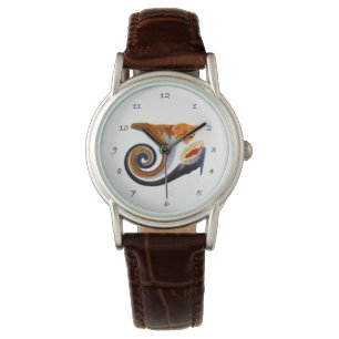 Funny Ginger Cat Goldfish abstract musical art Watch
