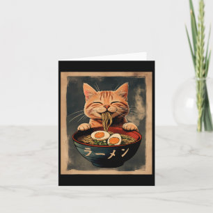 Funny Ginger Cat Ramen Japanese Graphic Tee Kawaii Card
