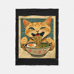 Funny Ginger Cat Ramen Japanese Kawaii Anime Cat G Fleece Blanket