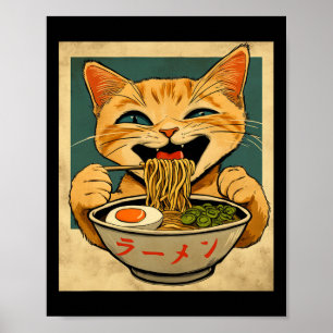 Funny Ginger Cat Ramen Japanese Kawaii Anime Cat G Poster