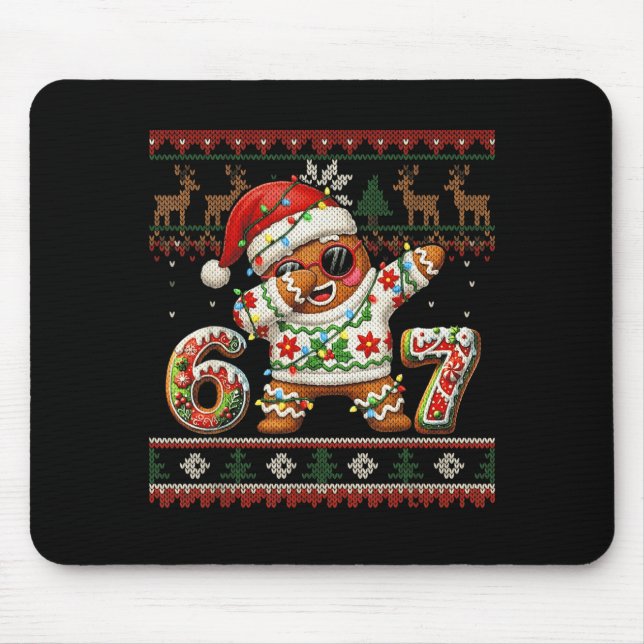 Funny Gingerbread 67 Ice Cream Drip Christmas Ugly Mouse Pad (Front)