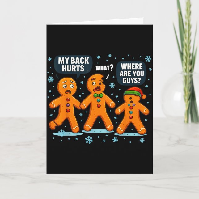 Funny Gingerbread Christmas Snow Cookie Design Men Card (Front)