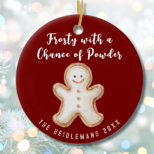 Funny Gingerbread Cute Red Traditional Christmas Ceramic Ornament