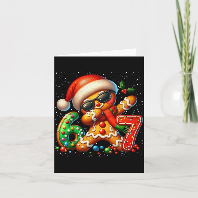 Funny Gingerbread Dabbing Six Seven 67 Meme Christ Card (Front)