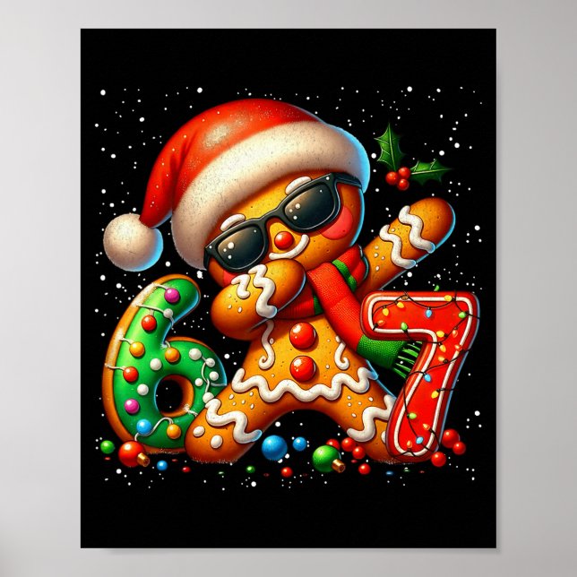 Funny Gingerbread Dabbing Six Seven 67 Meme Christ Poster (Front)