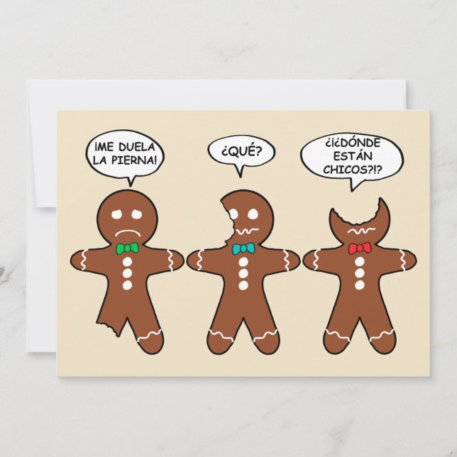 Funny Gingerbread Everything is Fine Spanish  Holiday Card (Front)
