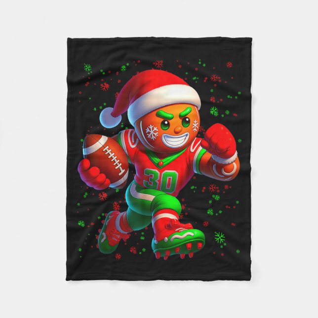 Funny Gingerbread Football Snowflake Christmas Xma Fleece Blanket (Front)