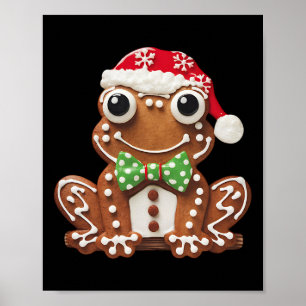 Funny Gingerbread Frog Christmas Womens Mens Kids  Poster