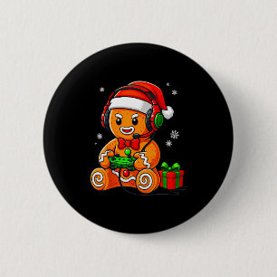 Funny Gingerbread Gaming Pjs Pajamas Christmas Xma 2 Inch Round Button