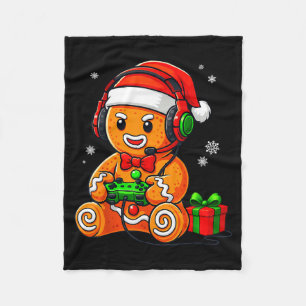 Funny Gingerbread Gaming Pjs Pajamas Christmas Xma Fleece Blanket