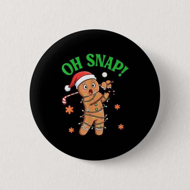 Funny Gingerbread Golf Christmas Cookie Oh Snap Sa 2 Inch Round Button (Front)