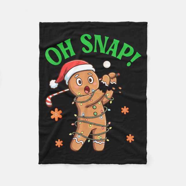 Funny Gingerbread Golf Christmas Cookie Oh Snap Sa Fleece Blanket (Front)