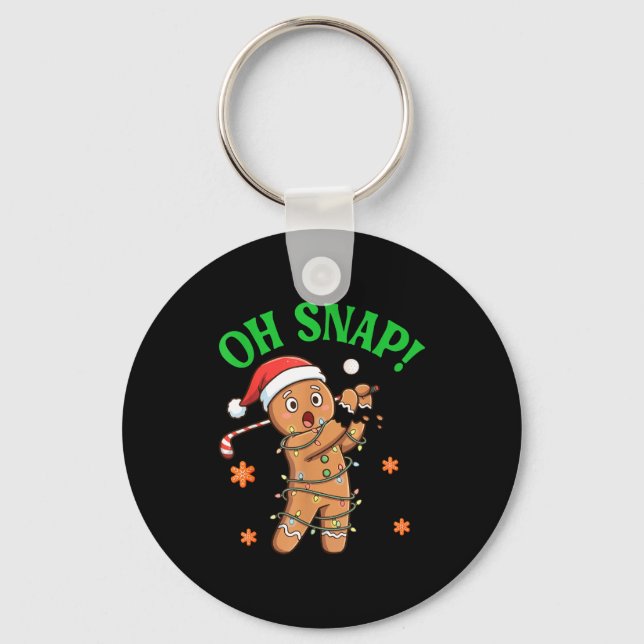 Funny Gingerbread Golf Christmas Cookie Oh Snap Sa Keychain (Front)