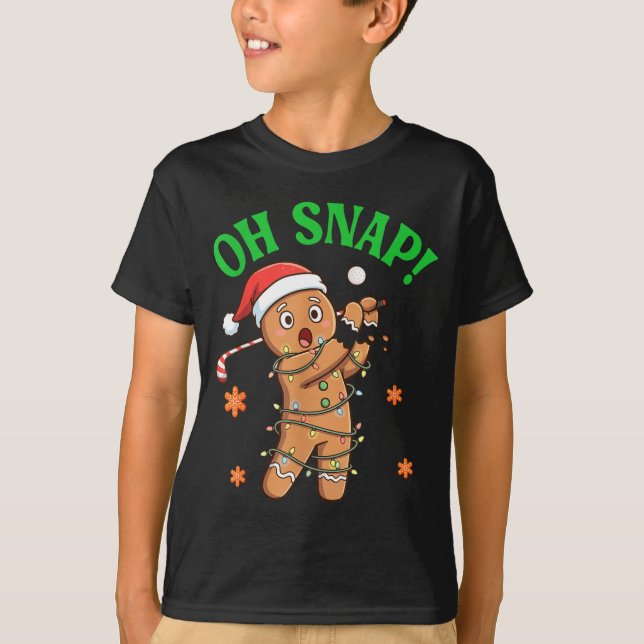 Funny Gingerbread Golf Christmas Cookie Oh Snap Sa T-Shirt (Front)