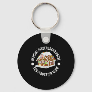Funny Gingerbread House Construction Crew Christma Keychain