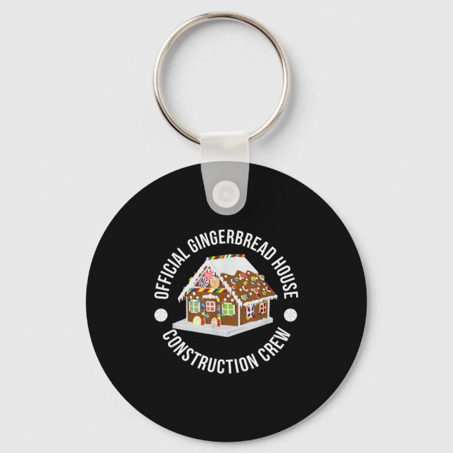 Funny Gingerbread House Construction Crew Christma Keychain (Front)