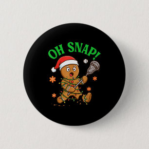 Funny Gingerbread Lacrosse Christmas Cookie Oh Sna 2 Inch Round Button