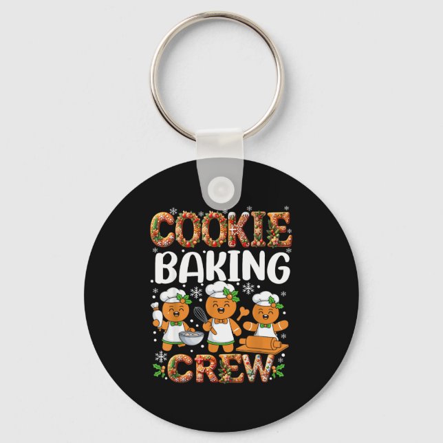 Funny Gingerbread Lovers Cookie Baking Crew Christ Keychain (Front)